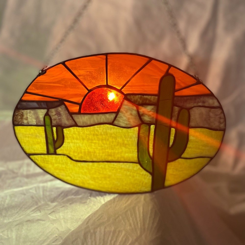 HOLD 70’s Tiffany Style glass mosaic sun catcher
